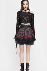 Chemise Punk pour Femme à Manches Longues Noires avec Col Irrégulier Évidé et Lacets en Corde de Cire Épaisse